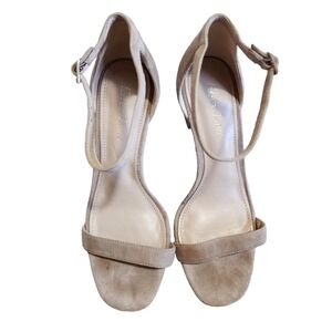 Essex Lane Saria Suede Leatjer Taupe Sandal Adjustable Strap - 7 M